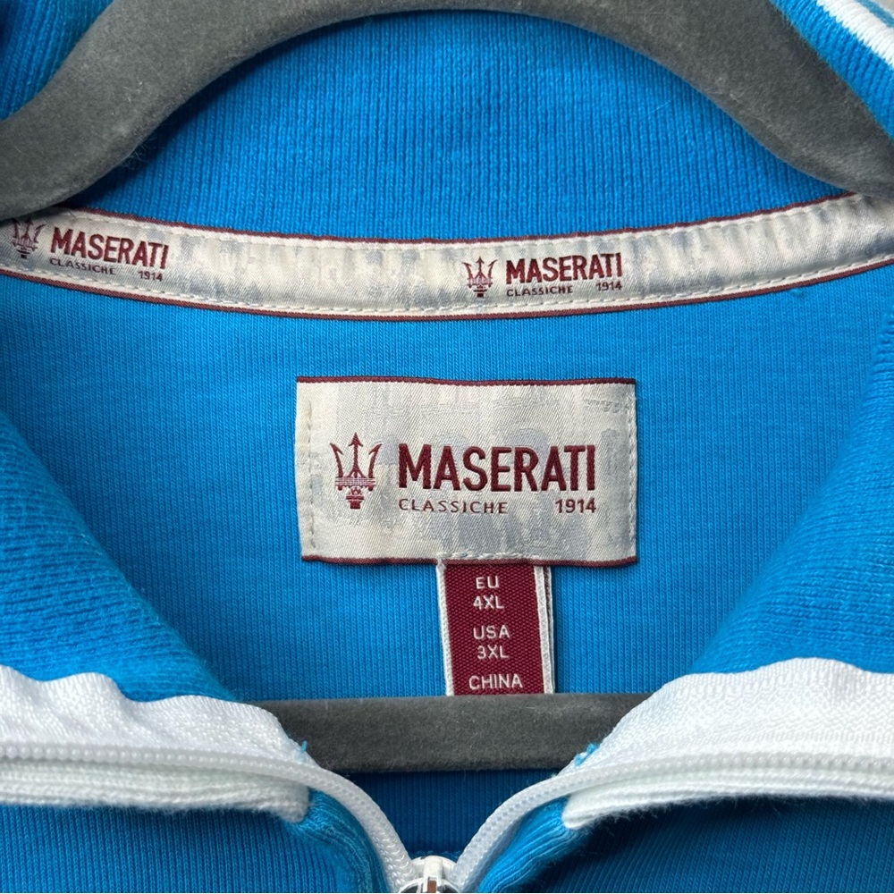 Maserati Classiche | Men's Light Blue Long Sleeve Half-Zip Pullover Size 3X - Picture 7 of 12